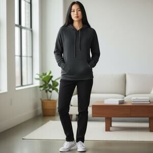 Vince Women’s Lightweight Cotton Hoodie — Size L (Charcoal Gray)